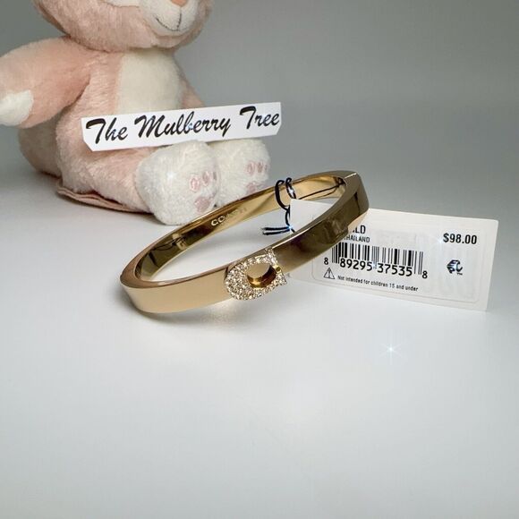 Coach 91428 Pave Signature Hinged Bangle Gold Crystal NWT Org $98 - Picture 1 of 8